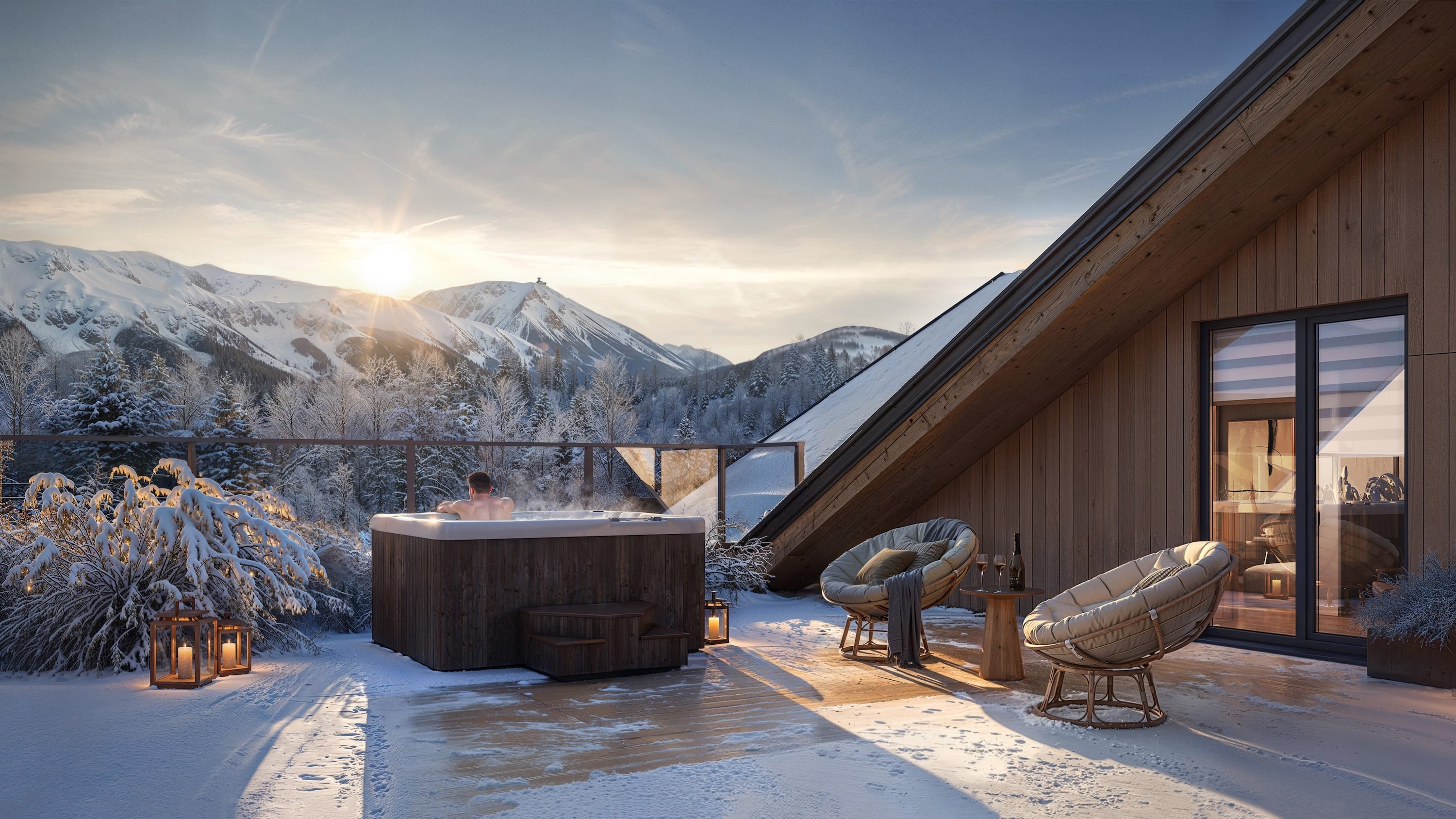 Onyx Jacuzzi terrace overlooking the mountains